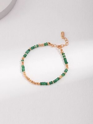 Silver Green Gemstone Bracelet