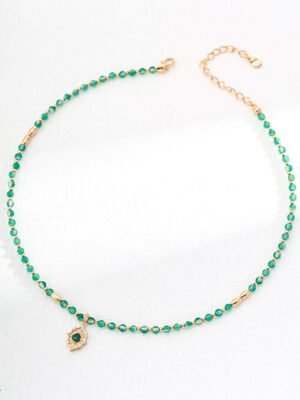 Sterling Silver Green Agate Necklace