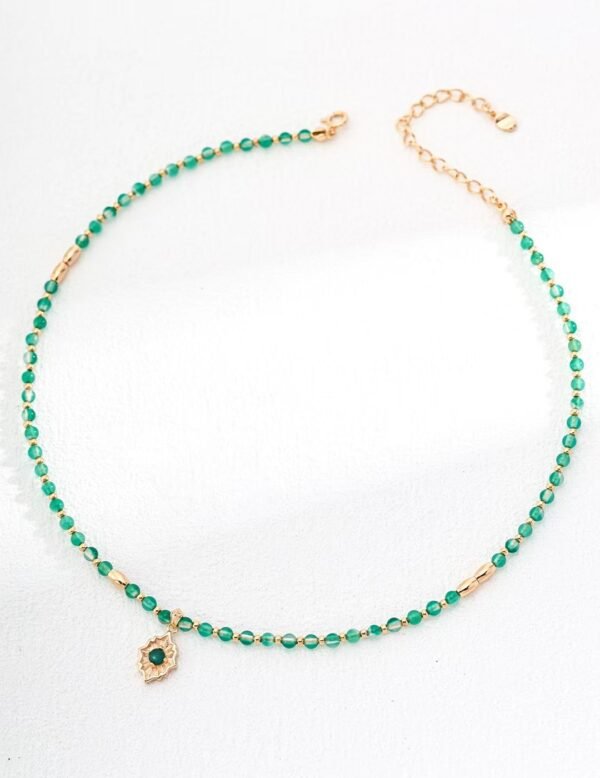Sterling Silver Green Agate Necklace