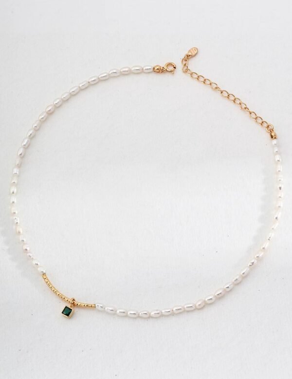Sterling Silver Pearl and Zircon Necklace