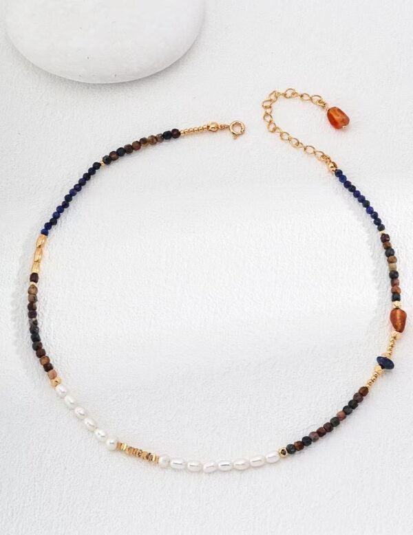 Sterling Silver Tiger Eye Pearl Necklace