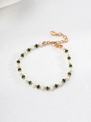 Pearl and Green Gemstone Bracelet
