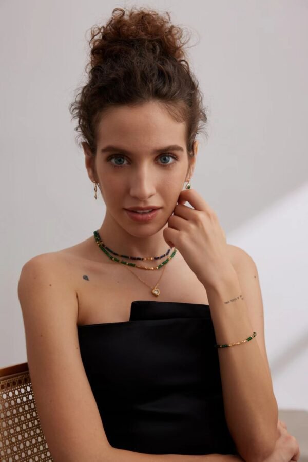 Silver Green Gemstone Bracelet