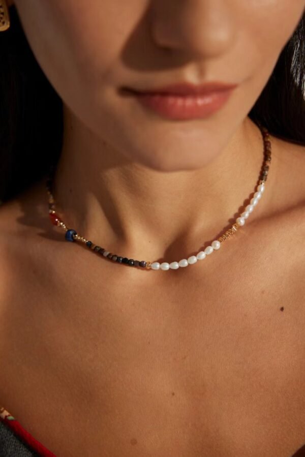 Sterling Silver Tiger Eye Pearl Necklace