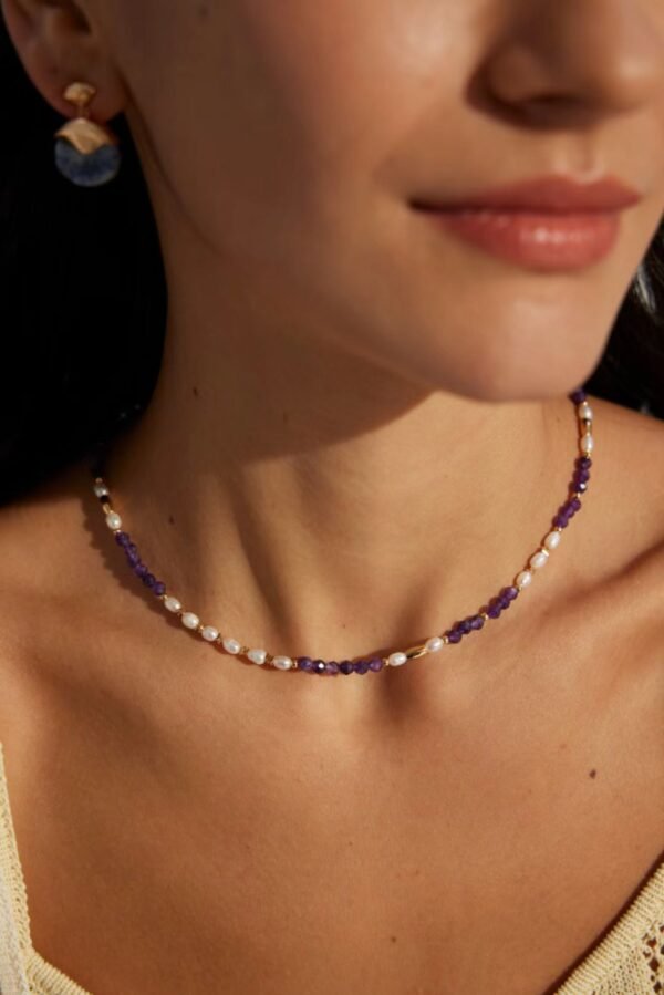 Vintage Natural Pearl and Amethyst Necklace