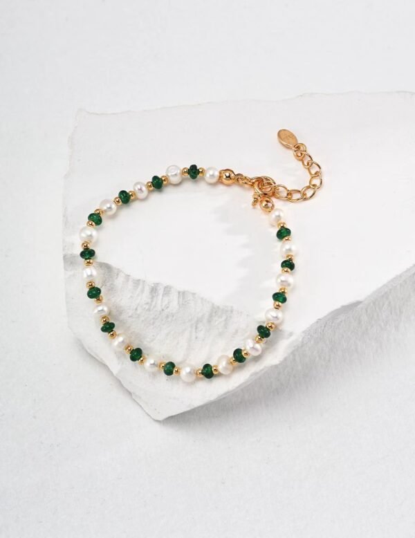 Pearl and Green Gemstone Bracelet