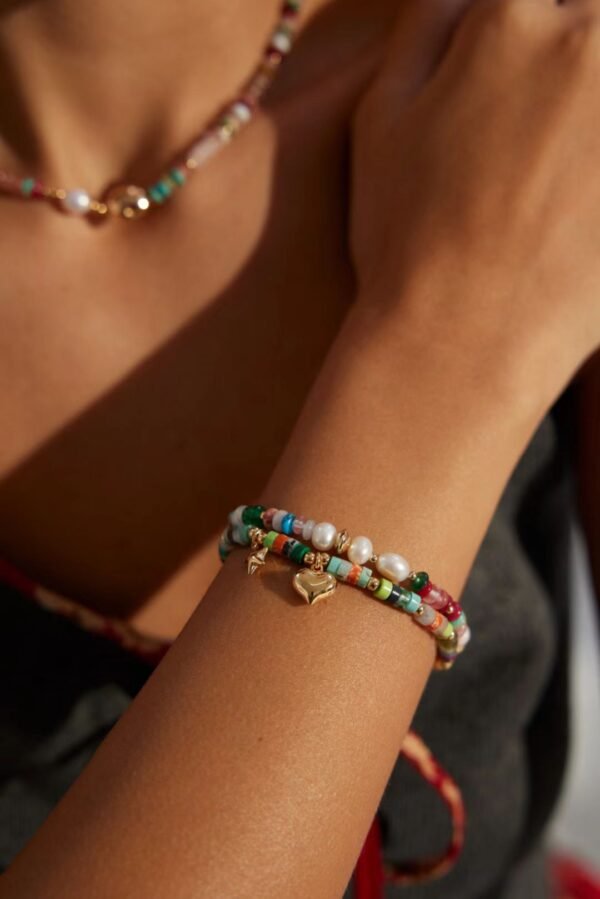 Silver Pearl Color Stone Bracelet