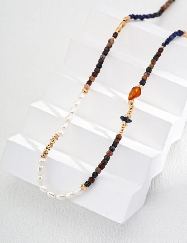 Sterling Silver Tiger Eye Pearl Necklace